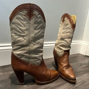 Vintage suede and croc leather Zodiac cowboy boots